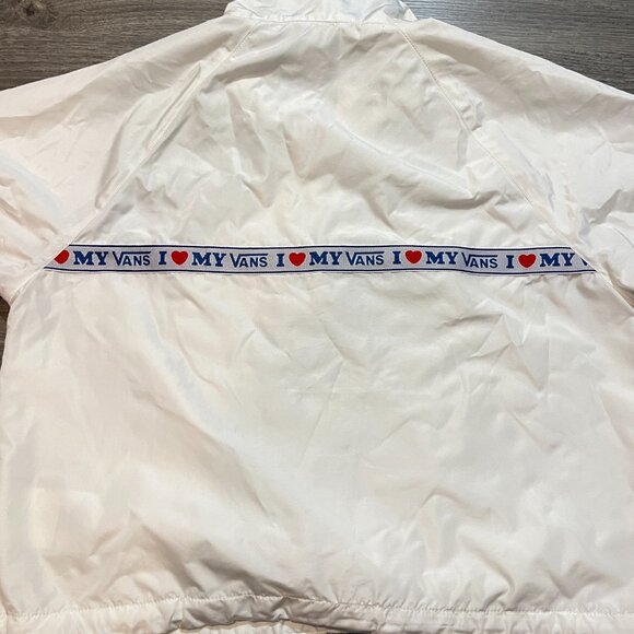 "I Love My Vans" Anorak Nylon White Cropped Windbreaker Bomber JACKET M - Picture 7 of 8